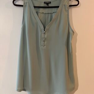 Express Women's Lace-Up Sleeveless Blouse - Mint